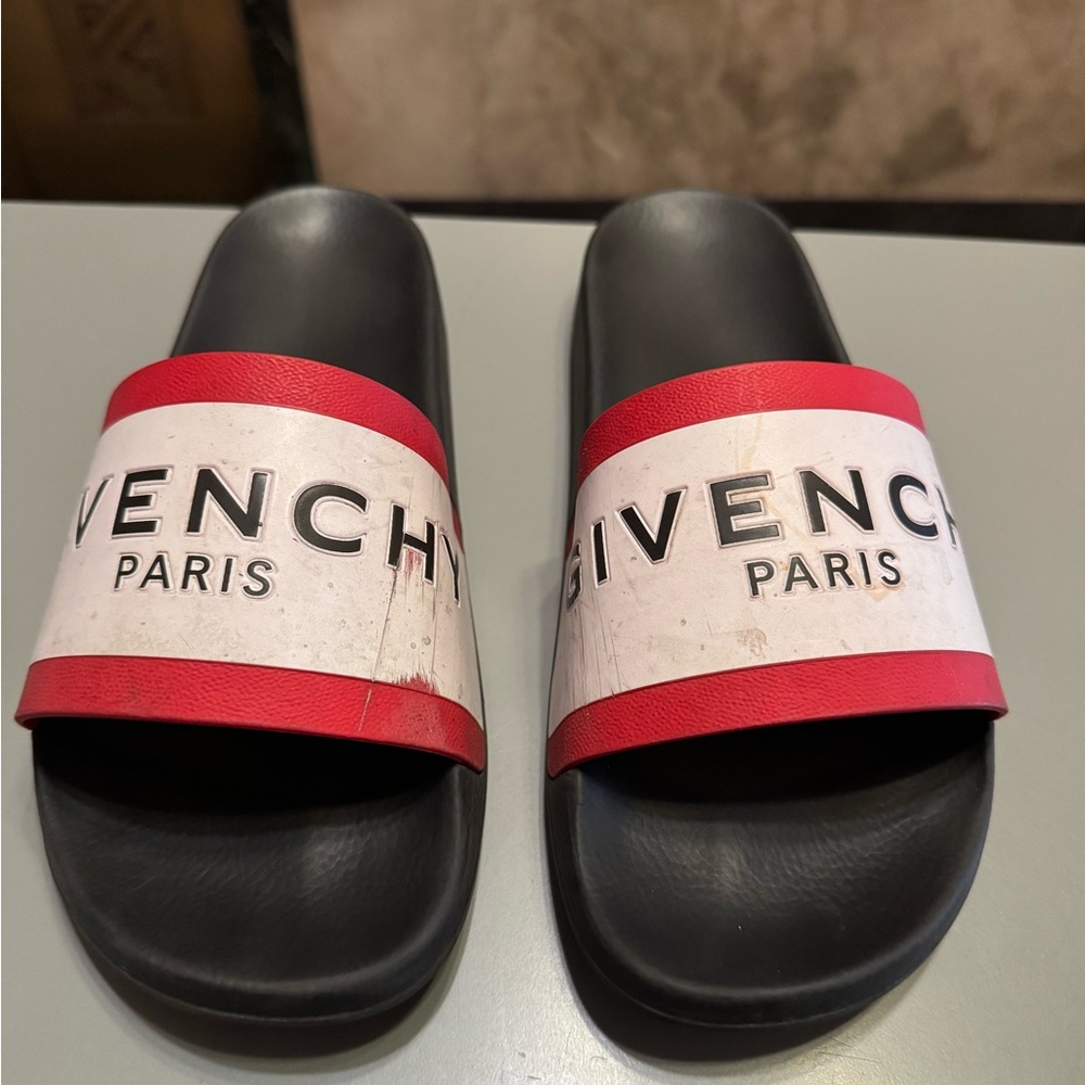 Givenchy Paris Red and Black Slides